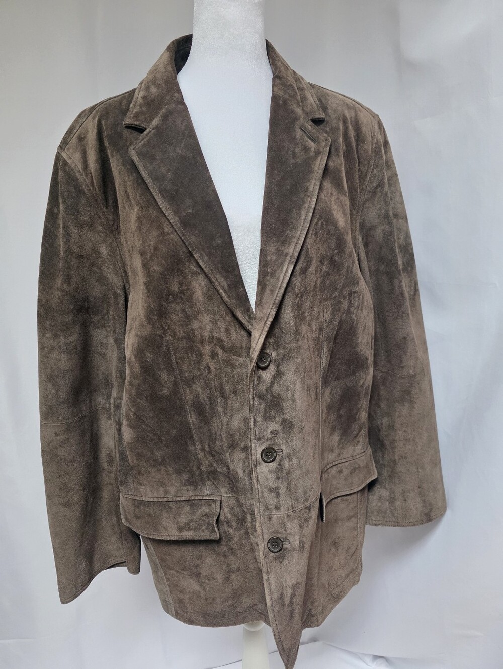 Men's Vintage Structure Genuine Leather Suede Blazer Brown Y2K Jacket L